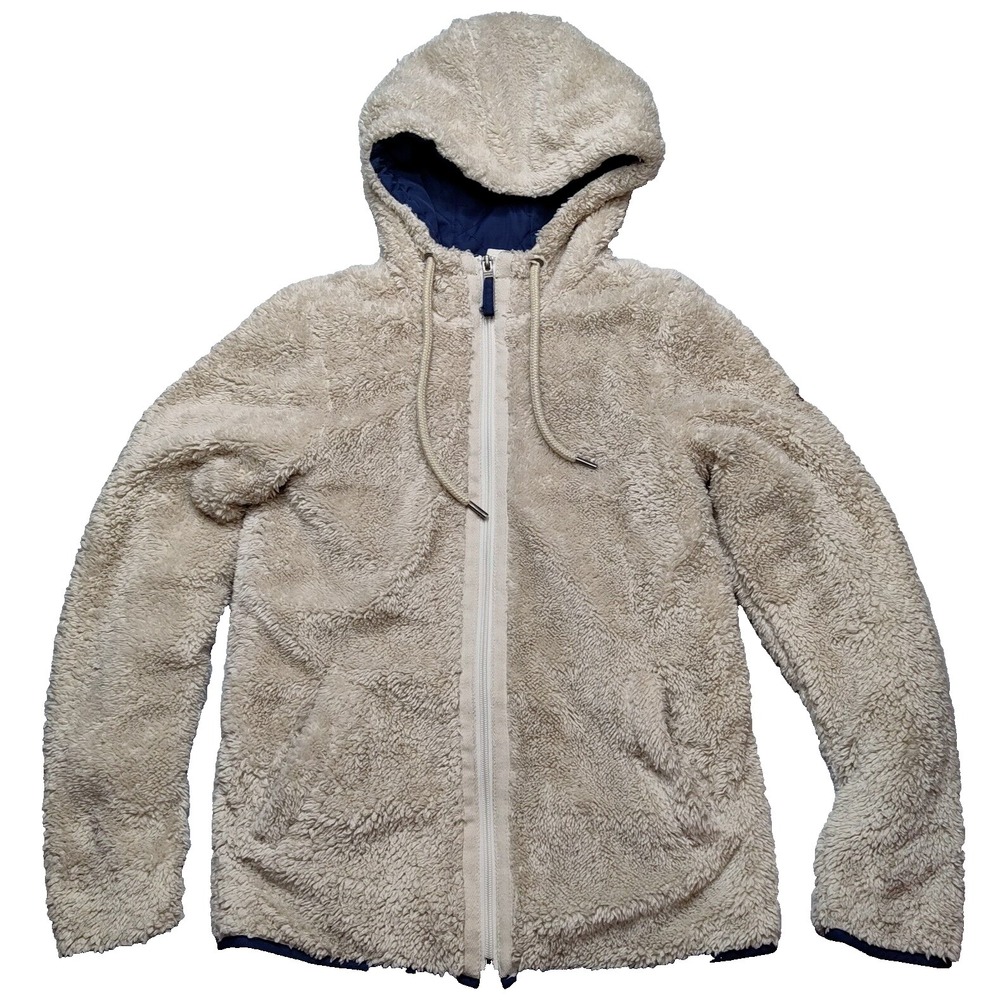 ROXY Women XS Faux Fur Sherpa Quilted‎ Lined Full Zip Beige Jacket
